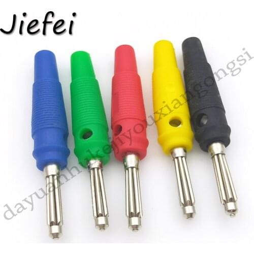 5pcs New 5 color brass audio 4mm Banana Plug Solderless Side Stackable Banana Plug