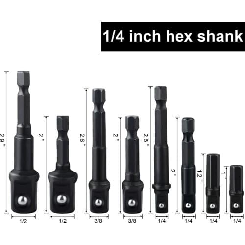 8Pcs Socket Bit Adapter Set Hex Impact Drill Bits Driver Bar Wrench Electric Screw Driver Extension PO3