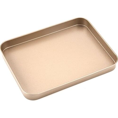 AIWILL 10 Gold Color Rectangle Pan Carbon Steel Non-Stick Cake Mold chang fen Pan Kitchen Baking Utensils