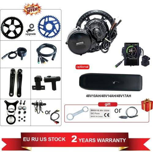 Bafang 48V 750W BBS02 Motor KIts Bafang 8fun BBS-02b MM G340.750 with 10Ah/14Ah/17Ah Samsung Battery