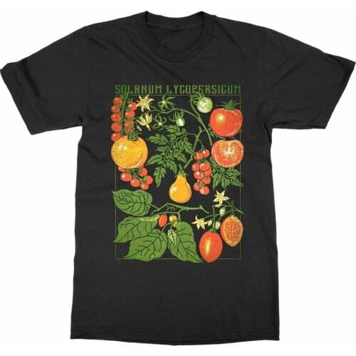 Tomato Printed Cotton Short Sleeve O-Neck T-Shirt Botanical Garden Plant Print Art Botany Bloom Fruit Flower Grow T Shirt New