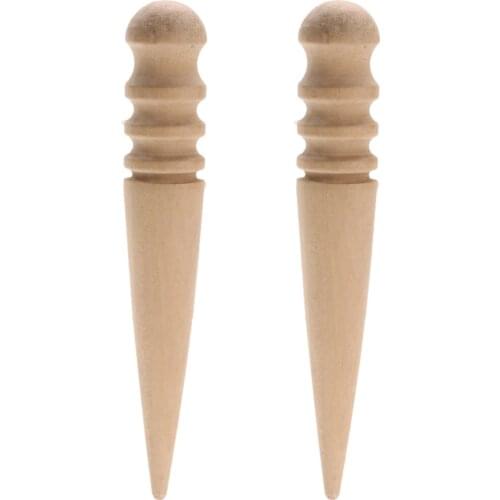 2pcs 15cm Leathercraft Tool Edges Slicker Round Wood Multi-Size Leather Edge Slicking Burnishing Supplies Leather Burnisher