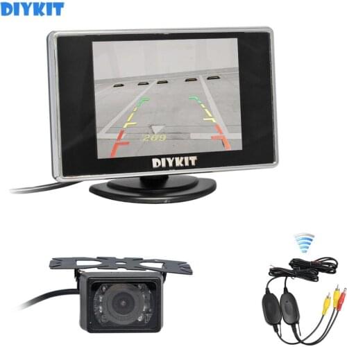 DIYKIT Wireless 3.5" TFT LCD Backup Car Monitor IR Rear View Car LED Camera Reversing Camera Parking Assistance System