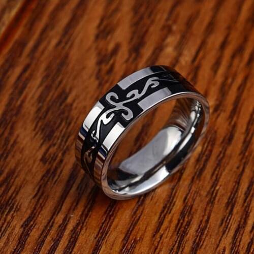 New Cool Men Stainless Steel Rings Silver Color Punk Vintage Dragon Pattern Male Titanium Ring Gift Jewelry