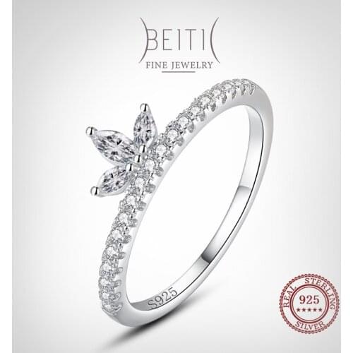 Beitil Fashion Crown 925 Sterling Silver Clear Zircon Finger Ring For Women Wedding Engagement Fine Silver Jewelry