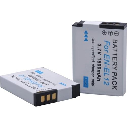 2Pc EN-EL12 1800mAh EN EL12 Camera Batteries for NIKON Coolpix AW100 AW120 S9900 S9500 S9200 S8200 S6300 P330