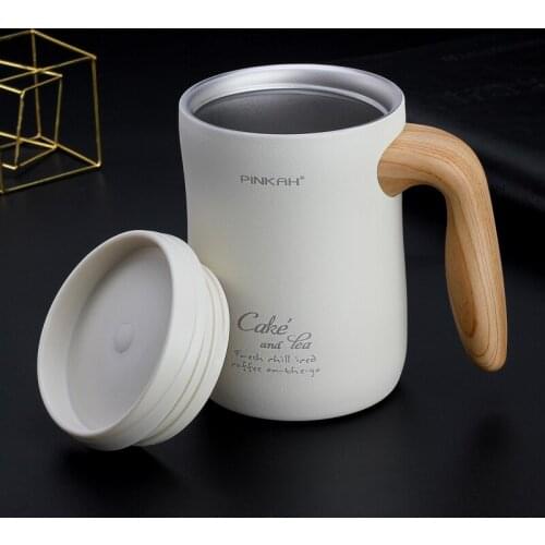 470ML Vacuum Coffee Cup With Handle Insulation Mug Minimalist Style Office Leakproof Tea Cup With Lid Household Milk Thermos
