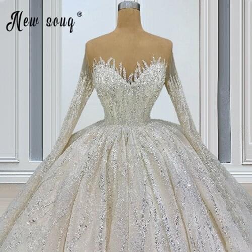 Sweetheart Long Sleeve White Ivory Wedding Dress A Line Luxury Beaded Appliques Wedding Gowns Women Ball Gowns real photos