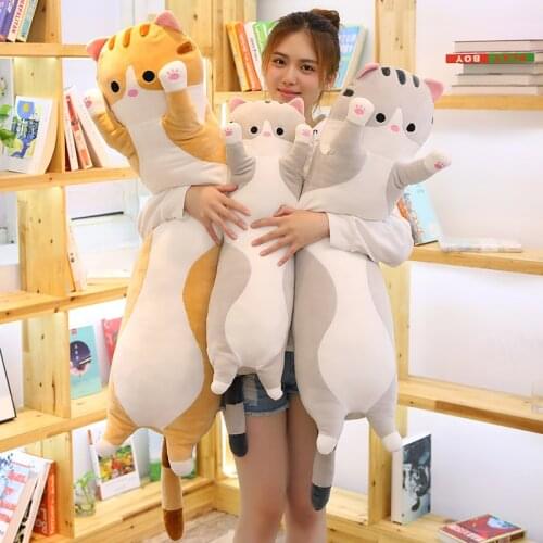 130CM Cute Soft Long Cat Pillow Plush Toys Stuffed Pause Office Nap Pillow Bed Sleep Pillow Home Decor Gift Doll for Kids Girl