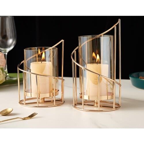 Nordic home decor living room wedding decoration accessories Glass Candlesticks for candle holders chandelier product for candle