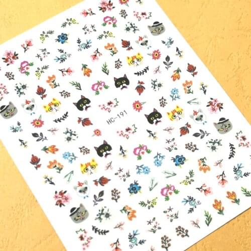 Newest HC-191 Cartoon cats design nail art sticker decal stamping back gule DIY nail decoration wraps