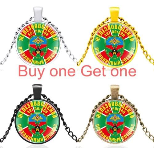 Classic Border Troops of the Russian Design Glass Dome Pendant Necklace Men Women Exquisite Jewelry Gifts