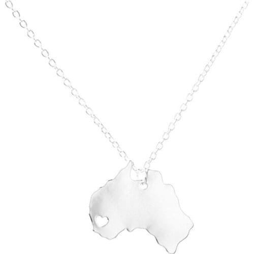 Australia Map Love Heart Collar Pendant Necklaces Christmas Gift for Women Men Handmade Charm Dropshipping
