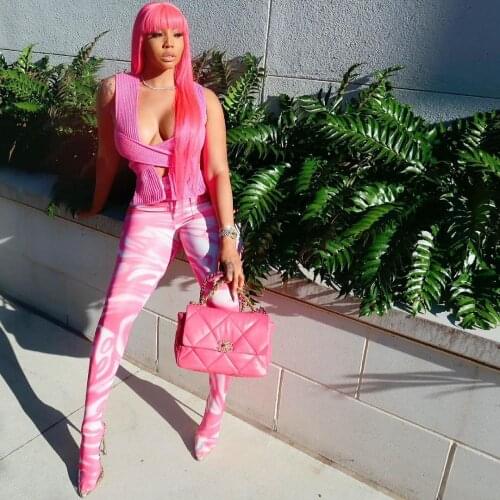 RMSFE 2021 Spring and summer Women Fashion Casual Slim Tie Dye Sexy Mesh Elastic Panty Pants