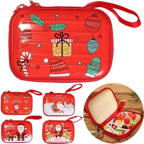 Christmas Coin Purse Candy Box Cartoon Tinplate Square Bag Headset Data Line Business Card Storage Box Brushed Printing Square
