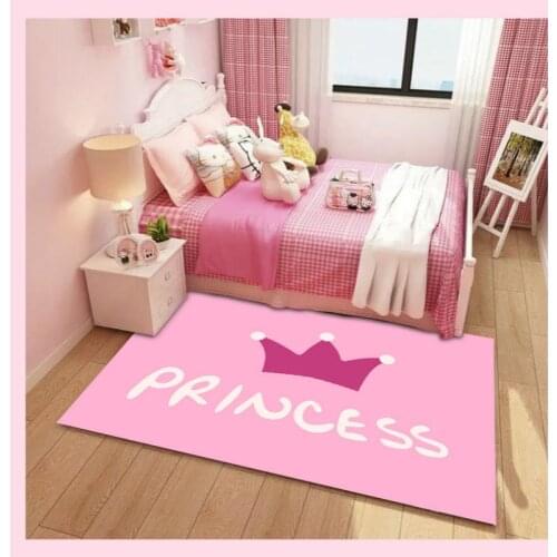 3D Pink Princess Carpet Kids Room Bedroom Cartoon Girl Room Area Rugs Nordic Living Room Large Carpet Home Decorative Floor Mat