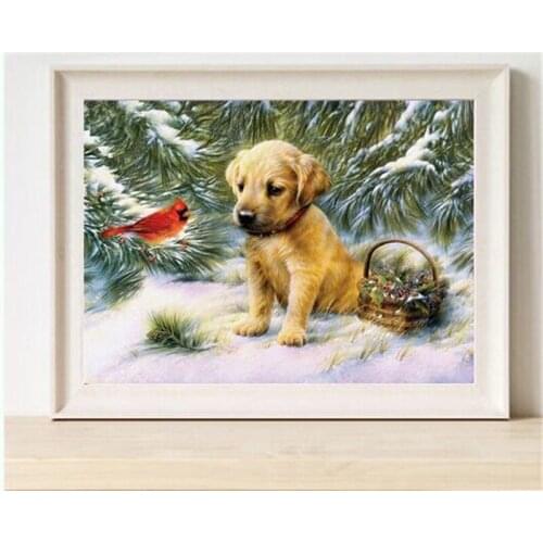 Needlework 5D Diy Diamond Painting Cross Stitch dog Diamond Embroidery animal Vertical Print Rubiks Cube Drill Picture