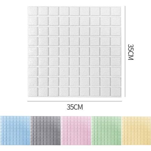 10pcs 35*35cm DIY Self Adhesive Wallpaper 3D Foam Wall Stickers Bedroom Waterproof Checkered Decals For Kids Room Decoration