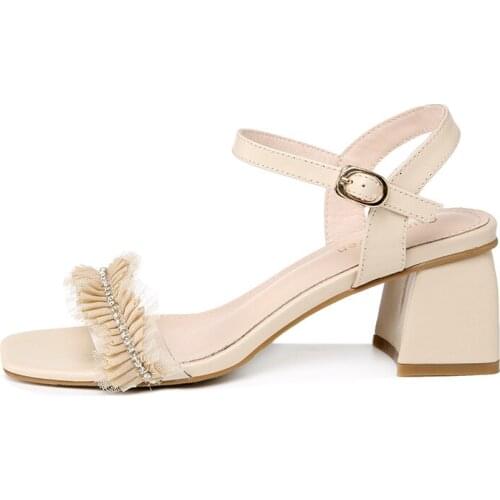 Open-toe thick-heeled sandals, flat buckle solid color shoes for women, womens platform shoes