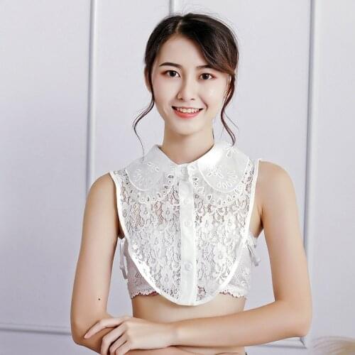 Detachable Pointed silk Decorative wooden ear mesh Fake False Collar Lapel Solid detachable Big lapel doll collar sweet lace