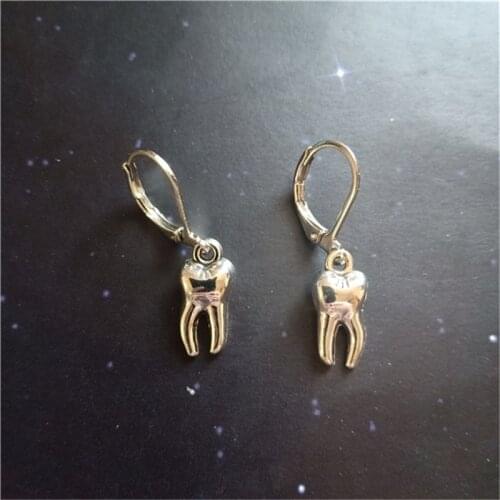 Tooth Leverback Earrings Tooth Charm Tooth Pentant Tooth Jewelry Dental Hygienist Earrings Dentist Gift