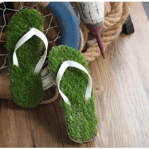 Lawn Flip-Flops for Men Women 2021 Summer Fashion Simulation Personality Grass Slippers Couple Models Outdoor Beach Shoes Men