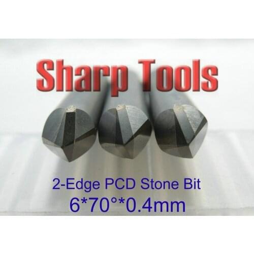 Super! Double-Flute 70 Degree 6x 0.4MM PCD Diamond Engraving Bit Milling Bit Router Cutter, Hard Tiles Stone CNC Engraving Tools