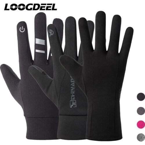 LOOGDEEL Running Gloves Winter Full Finger Comfortable Soft Warm Anti-slip Wear-sisting Gloves Men Women Sports Jogging Gloves