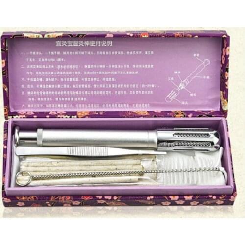 Warm moxibustion massage rolling stick facial/body massage moxa device with moxa rod