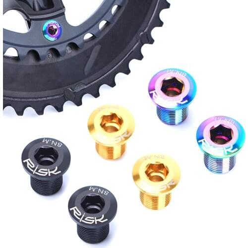RISK Road Bike Crankset Bolts Titanium M8 Titanium Bicycle Chainring Bolts For SHIMANO 105 / ULTEGRA Bike Parts