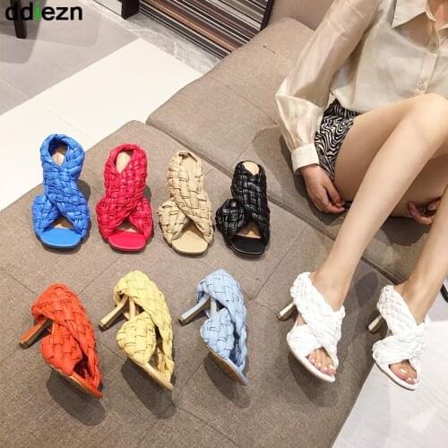 Women Shoes Party High Heels Casual Women Pumps Sandals 2021 Women Heels Sandals Women Summer Footwear High-Heeled Weave heels