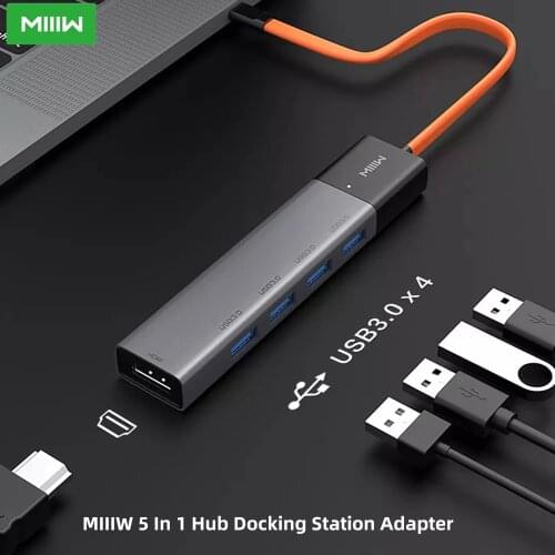 MIIIW USB C Hub 7 in 1 USB C Hub Adapter With 4K 100W Power Delivery 3xUSB 3.0 MicroSD and SD Card Reader for MacBook Air