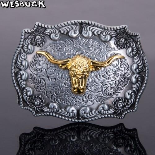 WesBuck Brand Gold Eagle Belt Buckles for Men Women Animal Western Buckles Metal Cowboy Cowgirl Boucle Ceinture