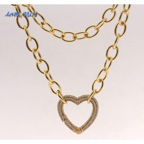 MHS.SUN Love Heart Design Women Pendant Necklace With AAA Cubic Zircon Luxury Party Jewelry Chunky Chain Necklace Bracelet 1PC