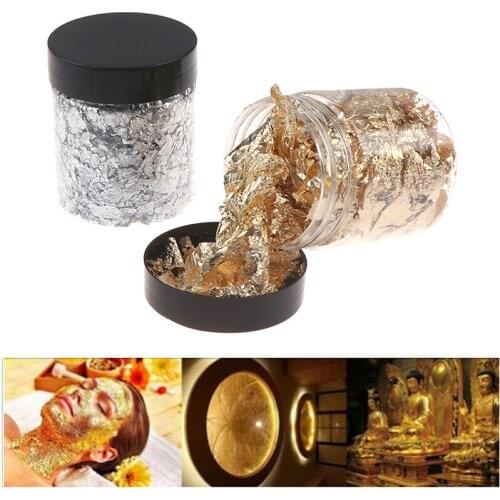 1Set Gold/Sliver Imitation Foil Art Craft Paper Leaf Leaves Sheets Bulk Foil Paper Leaves For Gilding DIY Nail Flake Art Decor