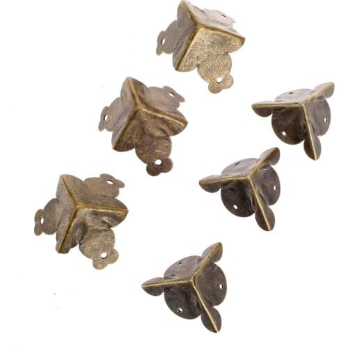 12Pcs Antique Bronze Wood Box Feet Leg Corner Protector Guard Metal Crafts Decorative Bracket Furniture Fittings 27/30mm