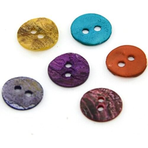 144pcs 10mm Shell Sewing Buttons Mixed Color Mother of Pearl Buttons Making Earrings Jewelry DIY Decoration, Hole: 1.5mm