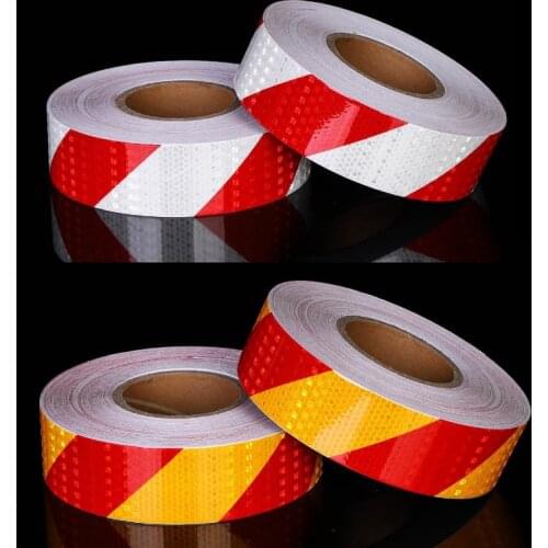 5cm X 25m/Roll Reflective Tape Stickers Car Styling Self-adhesive Tape PET Engineering Grade Barrier Trailer Tape