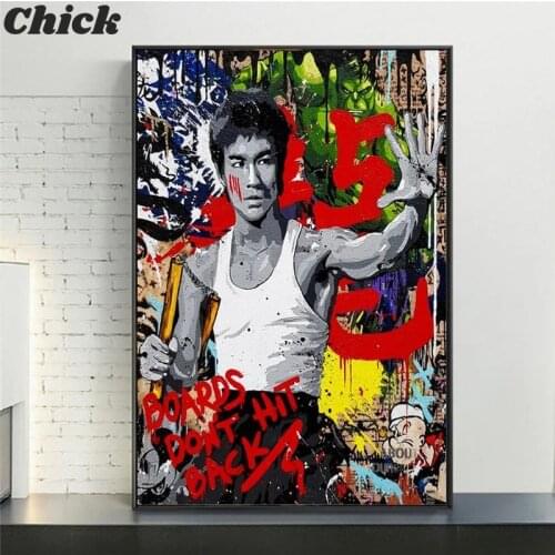 Abstract Bruce Lee Nunchaku Graffiti Street Art Poster And Prints Kung Fu Superstar Canvas Wall Painting Picture For Living Room