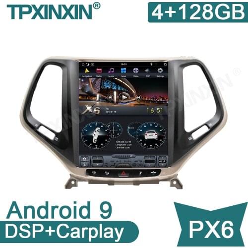 Android 9 PX6 4G 128GB Car Player For Jeep Grand Cherokee 2014-2018 Car GPS Navi CarPlay Head Unit DSP Stereo