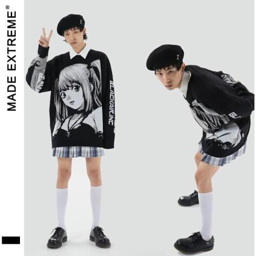 Anime Death Note Misa Amane Sexy Tube Tops Sweater Uniform Outfit Anime Cosplay Loose Hip Hop Sweater Suits Costumes