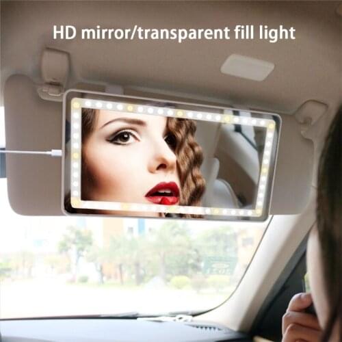 Vehicle Cosmetic Mirror Clip on Sun Visor Dimming Touch Sensor Portable Makeup Mirror for Women Girl D7YA
