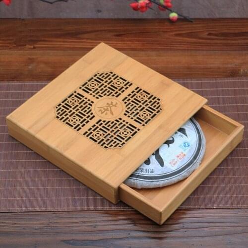 Handmade Bamboo wood Pu Er Tea Box Kung Fu Tea Storage Cases Health Care Eco-friendly Tea Set Bamboo Tray Accessories Carving