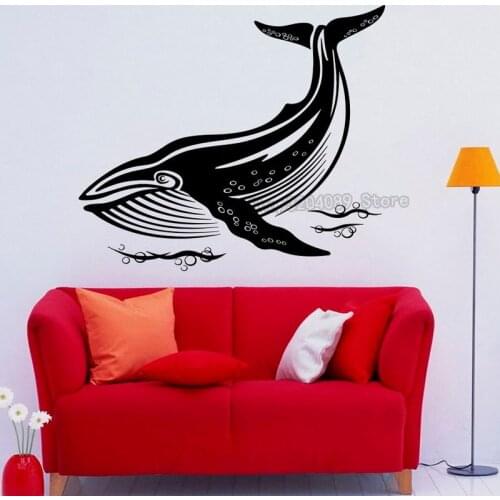 Black Whale Animal Wall Vinyl Stickers Home Decoration Decals Modern Design Waterproof Wallpaper For Living Room YY036