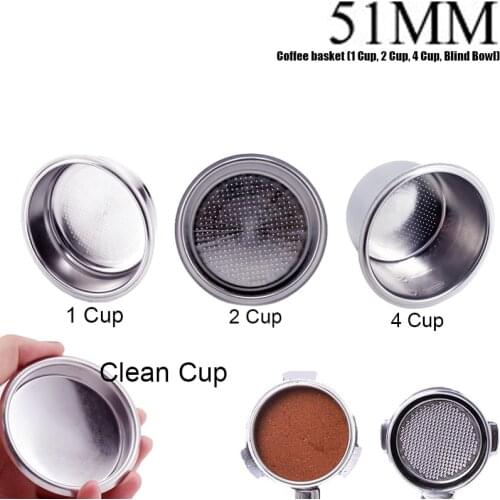 51/58mm 1 Cup 2 Cup and Clean Cup Filter Replacement Filters Basket for Coffee Bottomless Portafilter EC680/EC685 Parts
