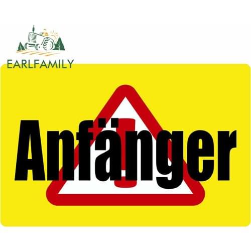 EARLFAMILY 13cm x 8.5cm for Anfanger Triangle Bumper Car Stickers Waterproof Bumper Anime VAN Laptop Personality Cartoon Decal