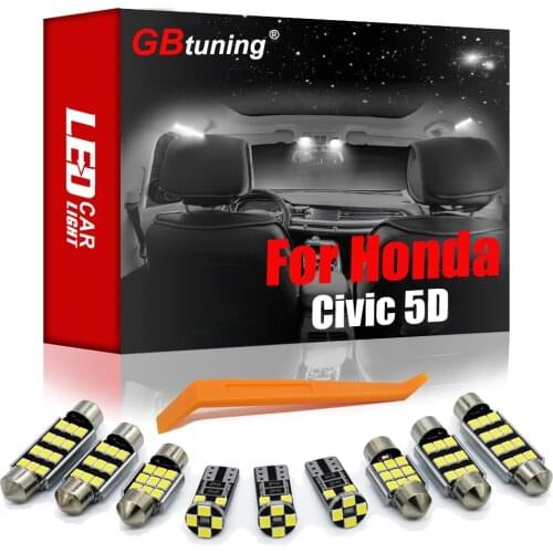 GBtuning Canbus LED For Honda Civic 9 5D Sedan Coupe Hatchback 2012-2015 Auto Dome Trunk Lamp Interior Parts Reading Light Kit