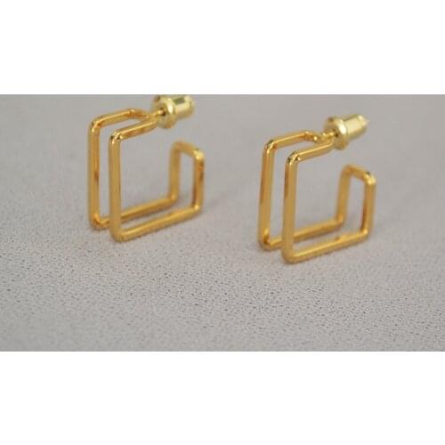 Korean simple fashion box line brass indifference temperament earrings earrings female