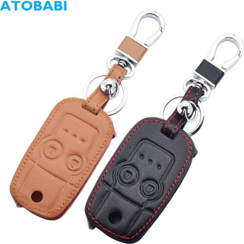 Leather Car Key Cases 2 Buttons Folding Remote Control Fobs Protector Cover Jacket For Honda CRV Civic Accord Jazz HRV FIT CITY