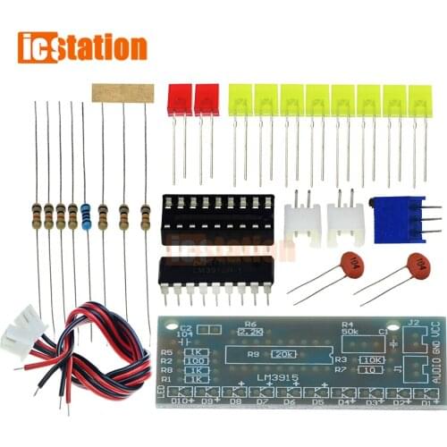 LM3915 DC 9V-12V 10 LED Sound Audio Spectrum Analyzer Level Indicator Kit DIY Electoronics Soldering Practice Set laboratory